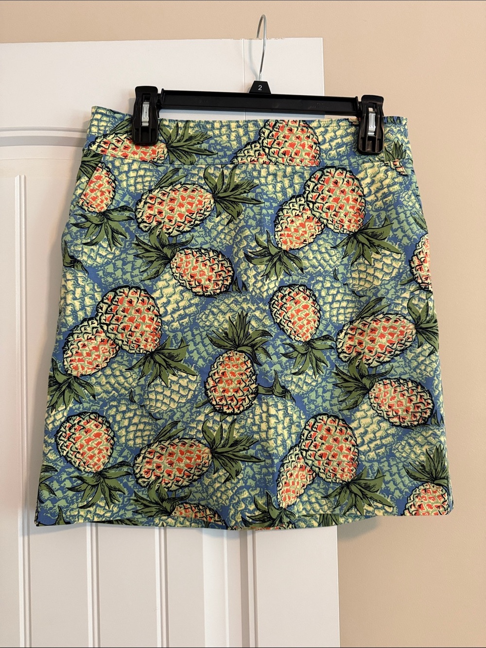 Talbots Pineapple-Print Mini Skirt - Blue/Green